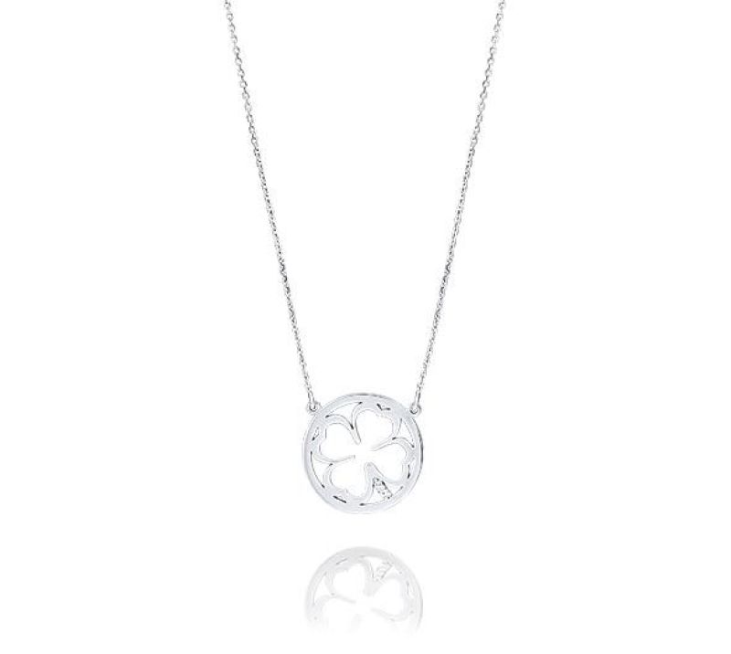 Halskette Kleeblatt rhodiniert